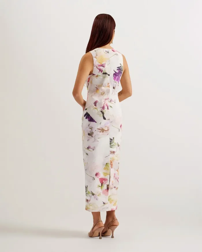 Women LILYHA 8211 Floral Scuba Bodycon Midi Dress White Ted Baker Dresses Women LILYHA 8211 Floral Scuba Bodycon Midi Dress White Ted Baker Dresses