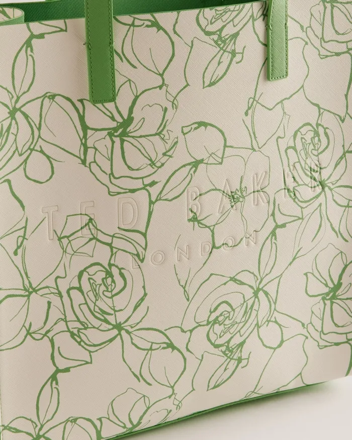 Women LINICON 8211 Large Floral Print Textured Icon Bag Cream Ted Baker Tote Bags Women LINICON 8211 Large Floral Print Textured Icon Bag Cream Ted Baker Tote Bags