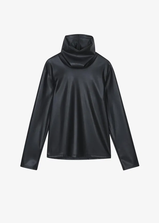 Women Lofoten Mock Neck Faux Leather Top 8211 Black The Frankie Shop Tops
