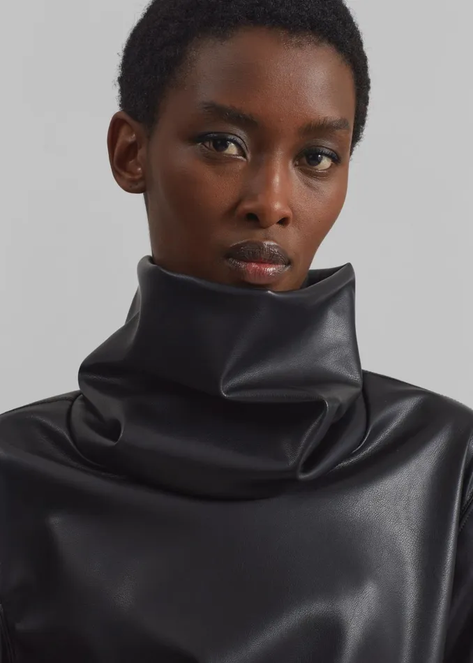 Women Lofoten Mock Neck Faux Leather Top 8211 Black The Frankie Shop Tops