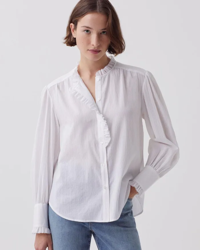 Women LongSleeve Cotton Shirt Gardenia Comptoir Des Cotonniers Blouses and Shirts and Tops Women LongSleeve Cotton Shirt Gardenia Comptoir Des Cotonniers Blouses and Shirts and Tops