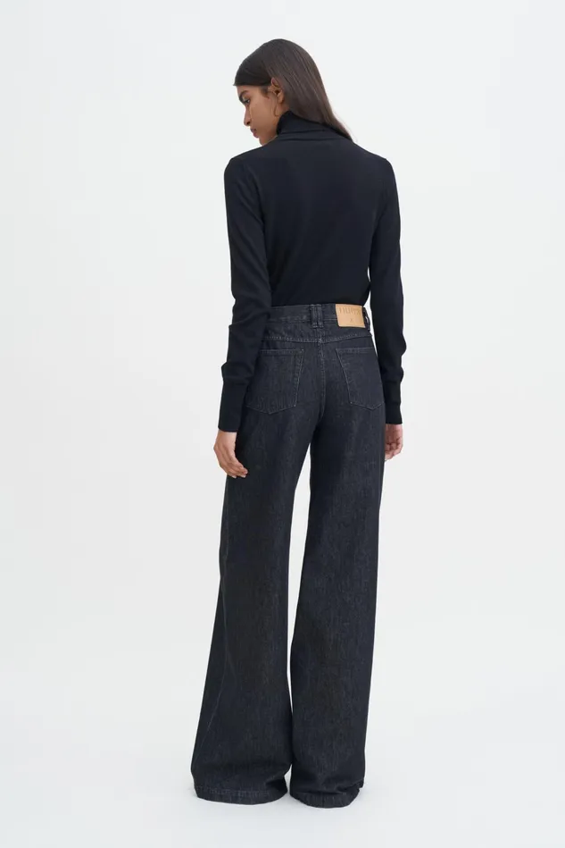 Women Loose Buttoned Jeans Washed Black Filippa K Jeans