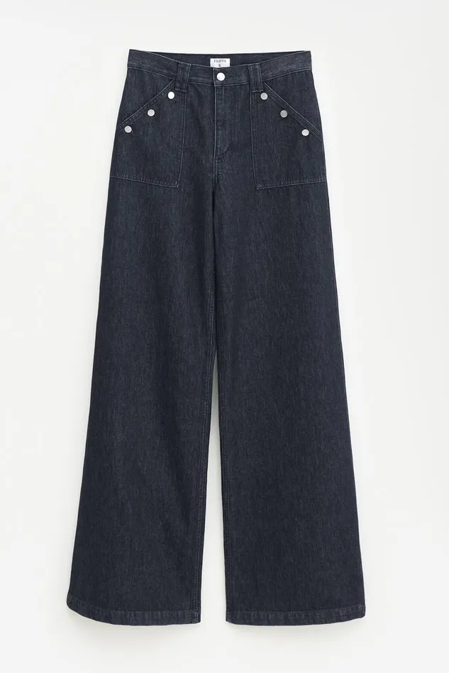 Women Loose Buttoned Jeans Washed Black Filippa K Jeans