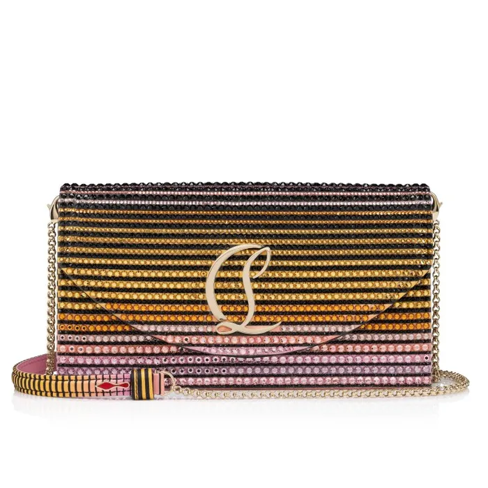 Women Loubi54 Clutch 8211 Aftersun Printed Crepe Satin And Strass 8211 Multicolor Christian Louboutin Shoulder Bags