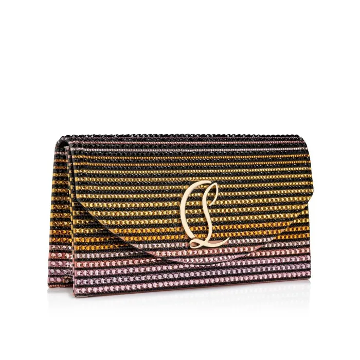 Women Loubi54 Clutch 8211 Aftersun Printed Crepe Satin And Strass 8211 Multicolor Christian Louboutin Shoulder Bags