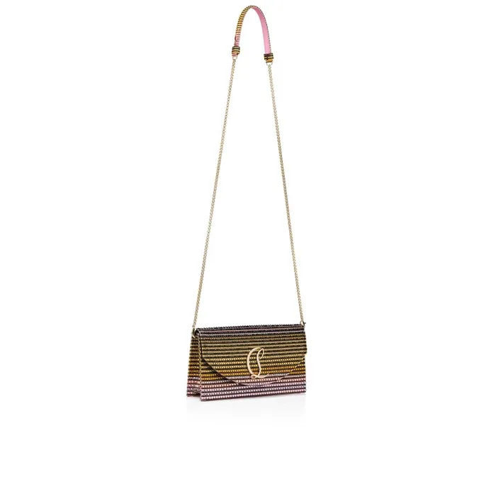 Women Loubi54 Clutch 8211 Aftersun Printed Crepe Satin And Strass 8211 Multicolor Christian Louboutin Shoulder Bags