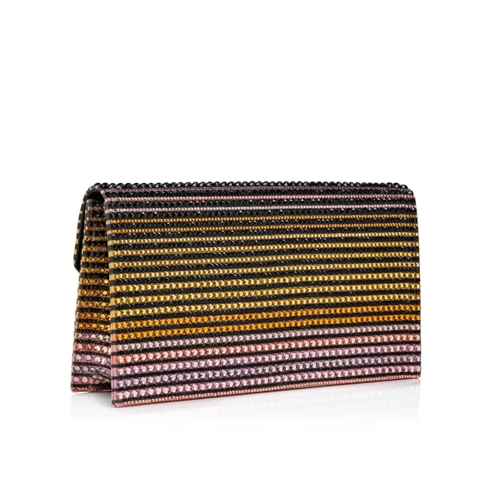 Women Loubi54 Clutch 8211 Aftersun Printed Crepe Satin And Strass 8211 Multicolor Christian Louboutin Shoulder Bags