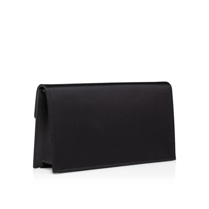 Women Loubi54 Clutch 8211 Crepe Satin And Strass Queeny 8211 Black Christian Louboutin Shoulder Bags