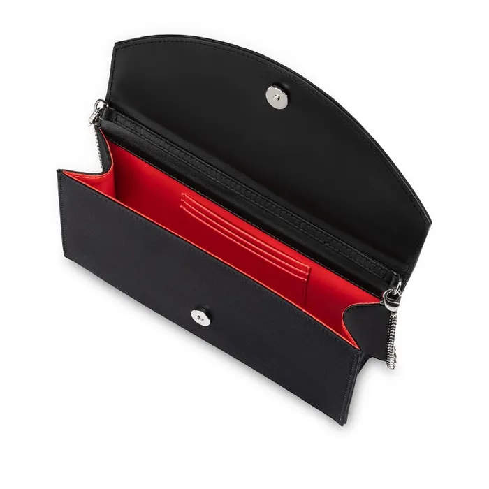 Women Loubi54 Clutch 8211 Crepe Satin And Strass Queeny 8211 Black Christian Louboutin Shoulder Bags