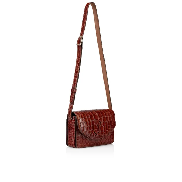 Women Loubi54 Crossbody Bag 8211 Alligator Embossed Calf Leather 8211 Acajou Christian Louboutin Crossbody Bags