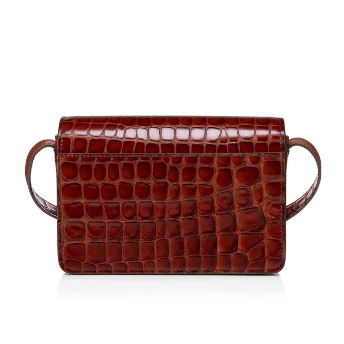 Women Loubi54 Crossbody Bag 8211 Alligator Embossed Calf Leather 8211 Acajou Christian Louboutin Crossbody Bags