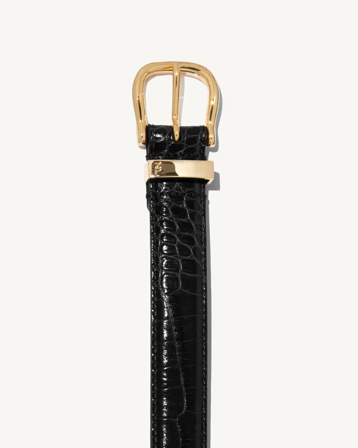 Women LOUISE BELT Dark Brown WShiny Brass Buckle Belts and Accessories Nili Lotan