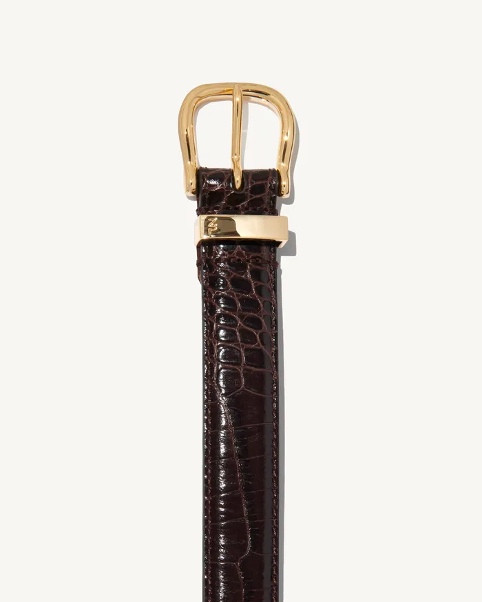 Women LOUISE BELT Dark Brown WShiny Brass Buckle Belts and Accessories Nili Lotan