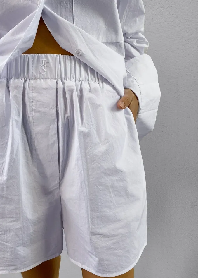 Women Lui Organic Cotton Boxer Short 8211 White The Frankie Shop Bottoms