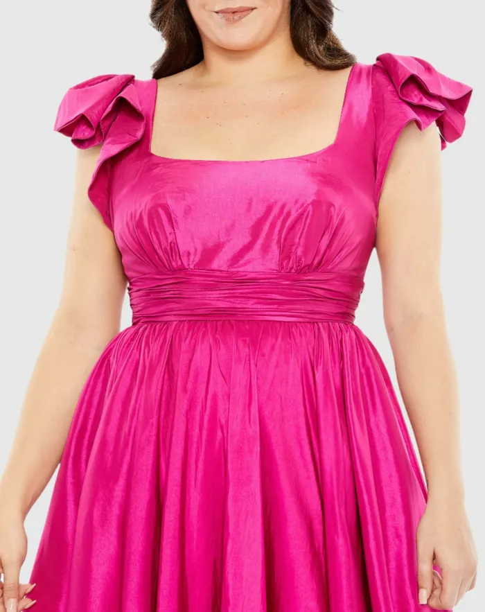 Women Mac Duggal Flutter Sleeve A Line High Low Ruffle Hem Gown Plus Magenta Plus Size Dresses Women Mac Duggal Flutter Sleeve A Line High Low Ruffle Hem Gown Plus Magenta Plus Size Dresses