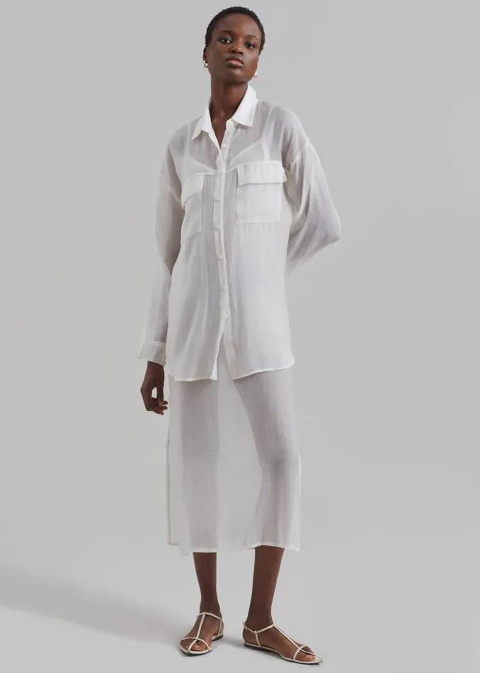 Women Madeline Sheer Midi Dress 8211 Off White The Frankie Shop Dresses