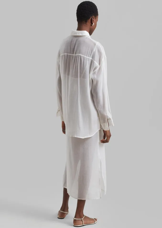 Women Madeline Sheer Shirt 8211 Off White The Frankie Shop Tops