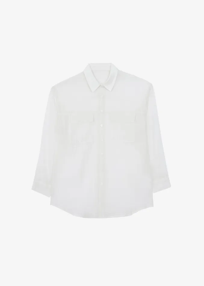 Women Madeline Sheer Shirt 8211 Off White The Frankie Shop Tops