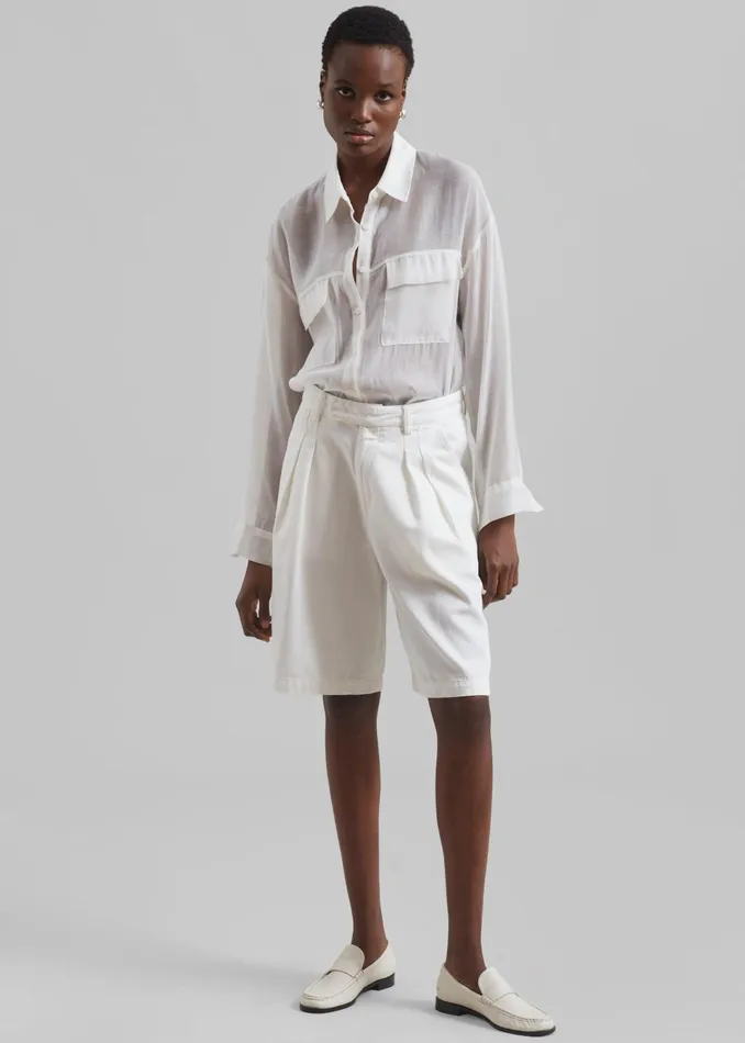 Women Madeline Sheer Shirt 8211 Off White The Frankie Shop Tops