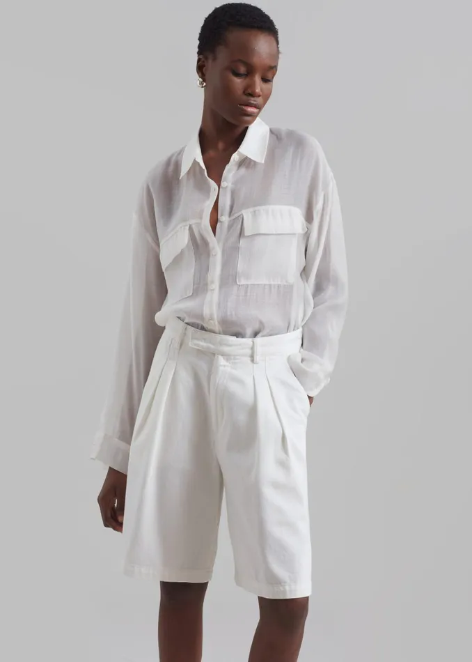 Women Madeline Sheer Shirt 8211 Off White The Frankie Shop Tops