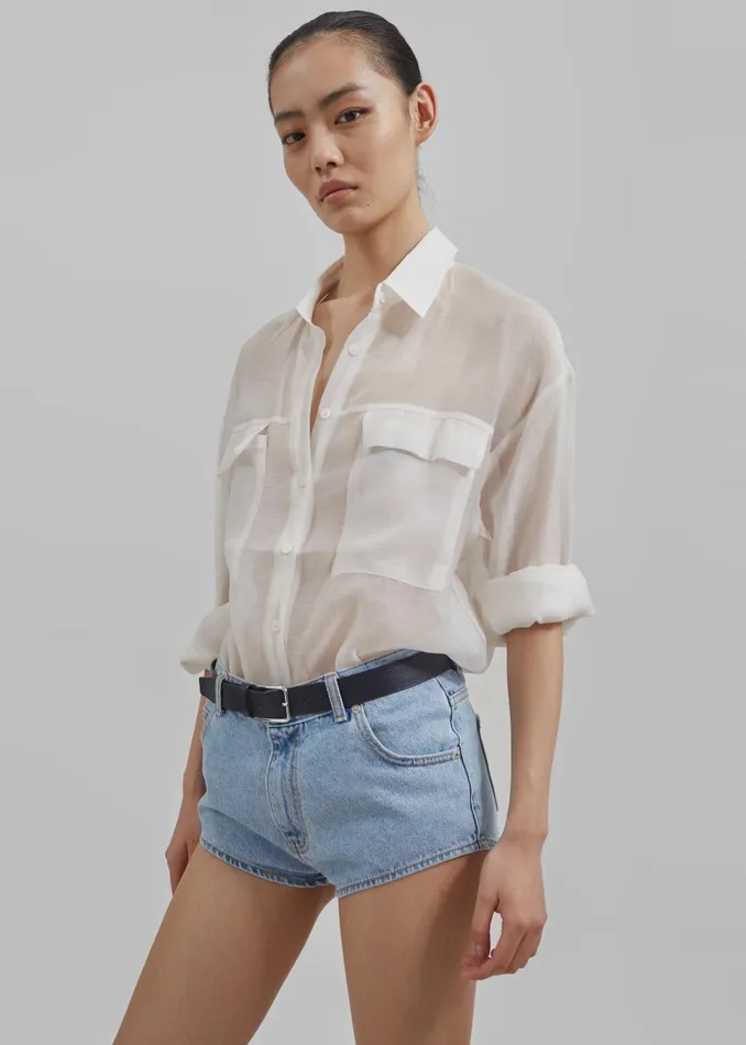 Women Madeline Sheer Shirt 8211 Off White The Frankie Shop Tops