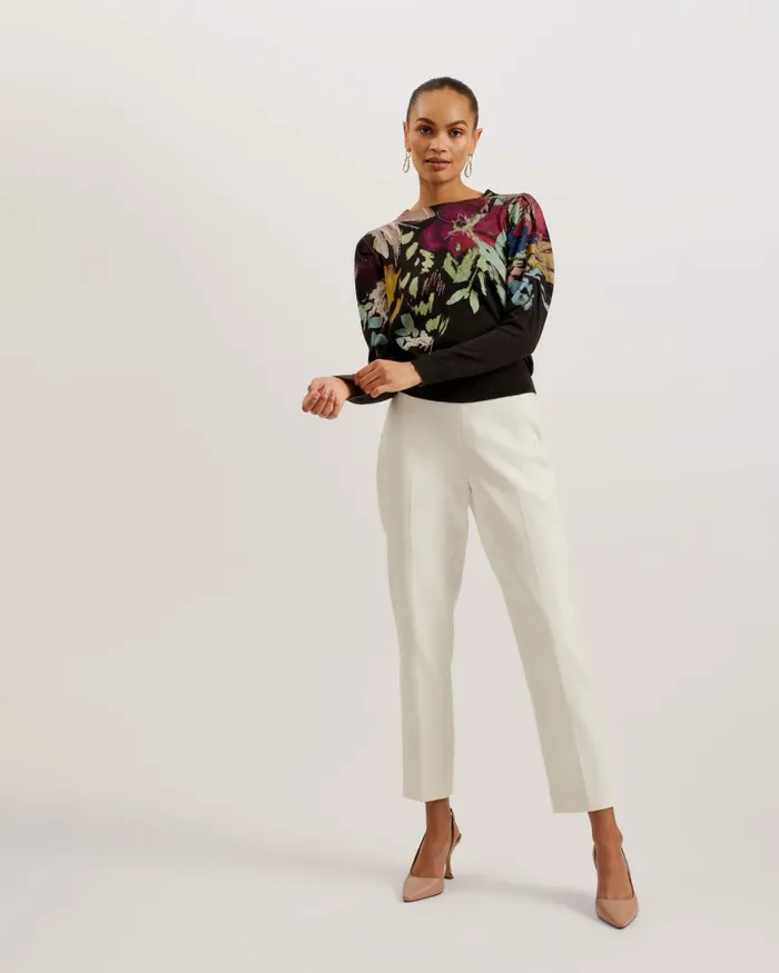Women MAGARIT 8211 Floral Pleated Long Sleeve Sweater Black Ted Baker Jumpers and Cardigans Women MAGARIT 8211 Floral Pleated Long Sleeve Sweater Black Ted Baker Jumpers and Cardigans