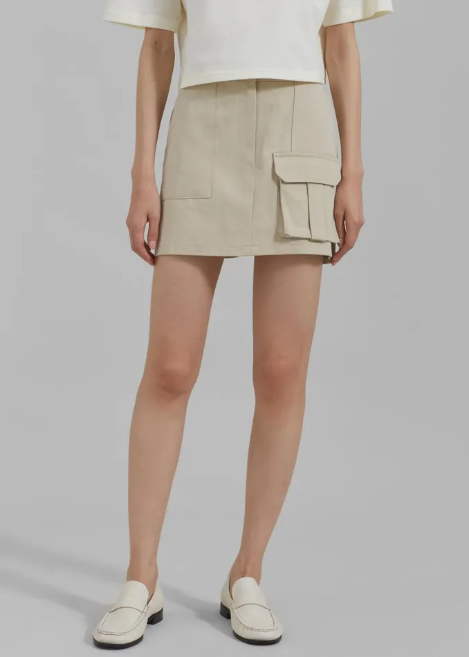 Women Malia Cargo Mini Skirt 8211 Beige The Frankie Shop Bottoms
