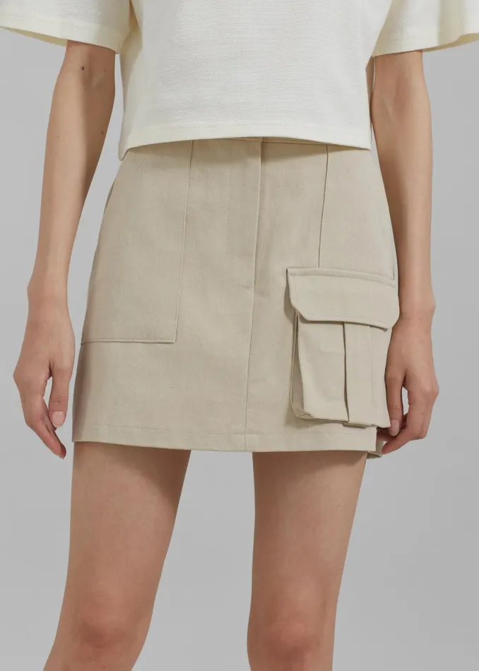 Women Malia Cargo Mini Skirt 8211 Beige The Frankie Shop Bottoms