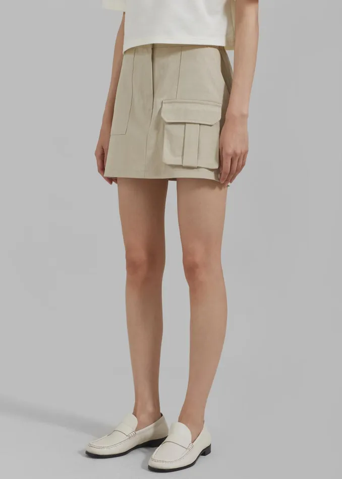 Women Malia Cargo Mini Skirt 8211 Beige The Frankie Shop Bottoms