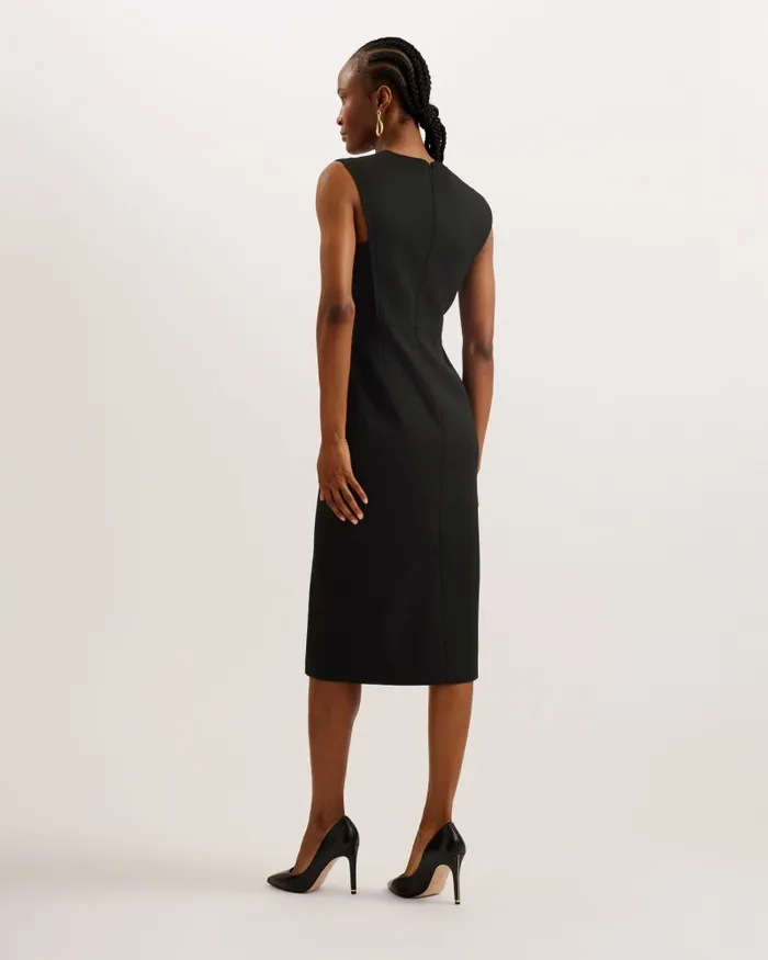 Women MANABUD 8211 Tailored Midi Dress With Front Split Black Ted Baker Dresses Women MANABUD 8211 Tailored Midi Dress With Front Split Black Ted Baker Dresses