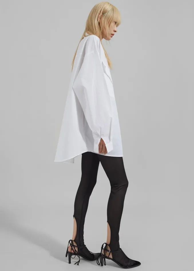 Women Marin Button Up Utility Shirt 8211 White The Frankie Shop Tops