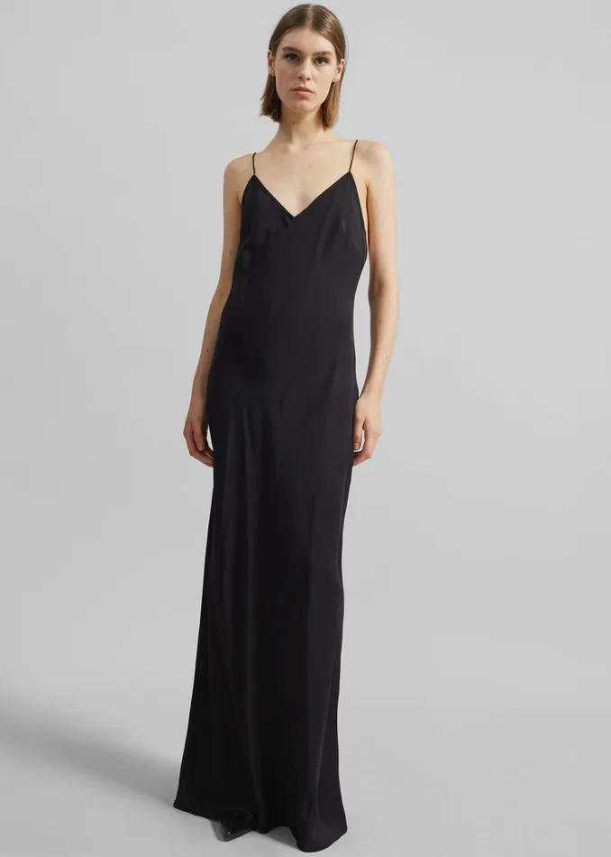 Women Matin Silk Bias Dress 8211 Black The Frankie Shop Dresses