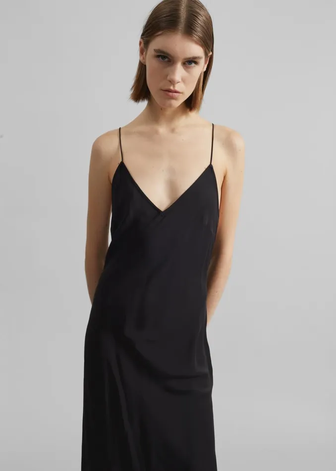 Women Matin Silk Bias Dress 8211 Black The Frankie Shop Dresses