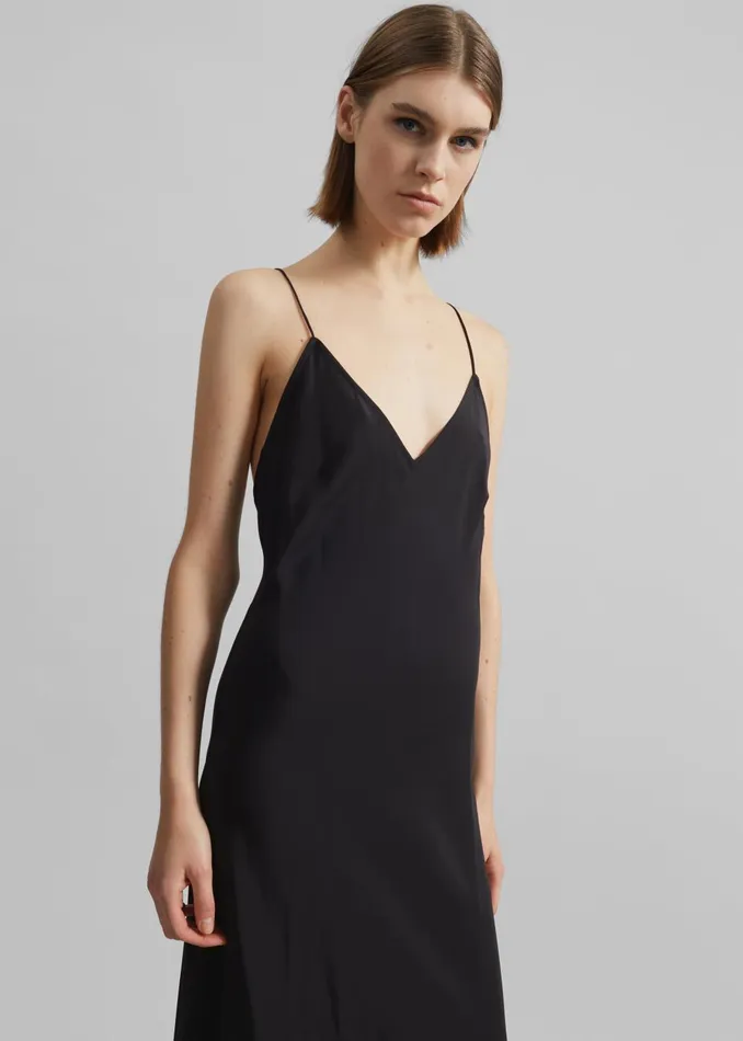 Women Matin Silk Bias Dress 8211 Black The Frankie Shop Dresses