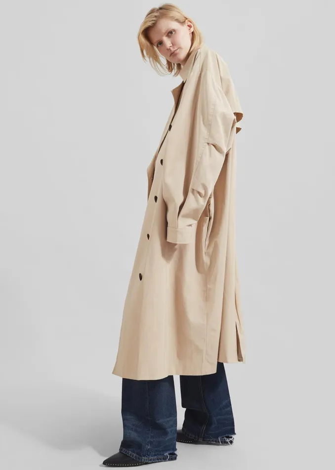Women Mavis Oversized Trench 8211 Light Beige The Frankie Shop Outerwear