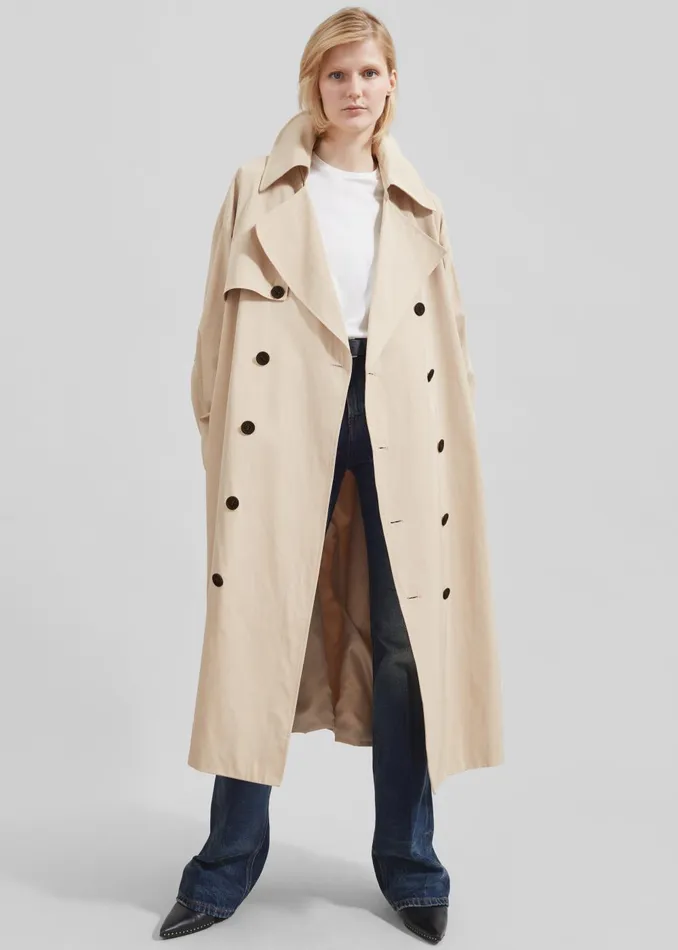 Women Mavis Oversized Trench 8211 Light Beige The Frankie Shop Outerwear