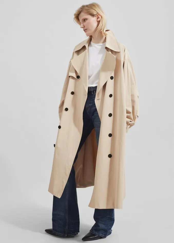 Women Mavis Oversized Trench 8211 Light Beige The Frankie Shop Outerwear