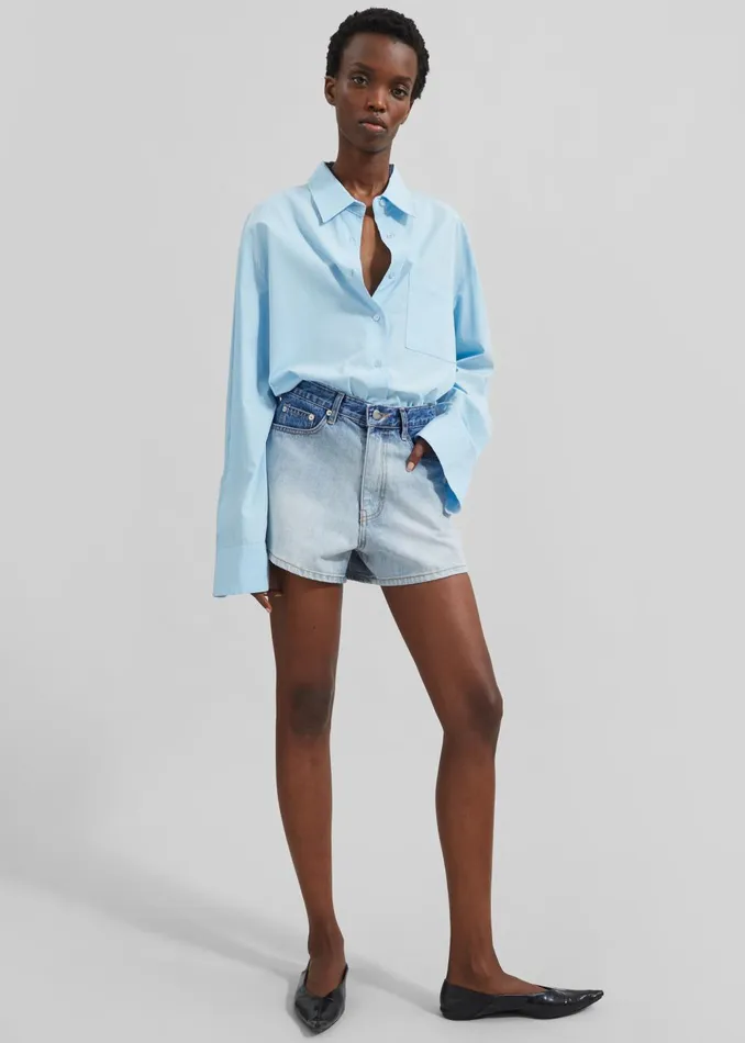 Women Melina Denim Shorts 8211 Light Wash The Frankie Shop Bottoms