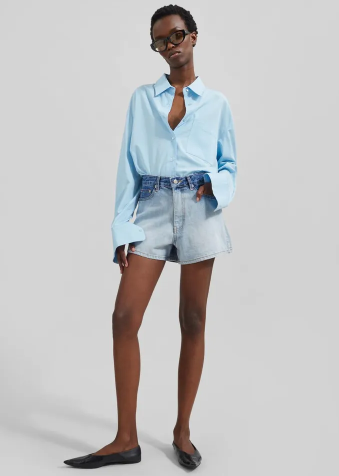 Women Melina Denim Shorts 8211 Light Wash The Frankie Shop Bottoms