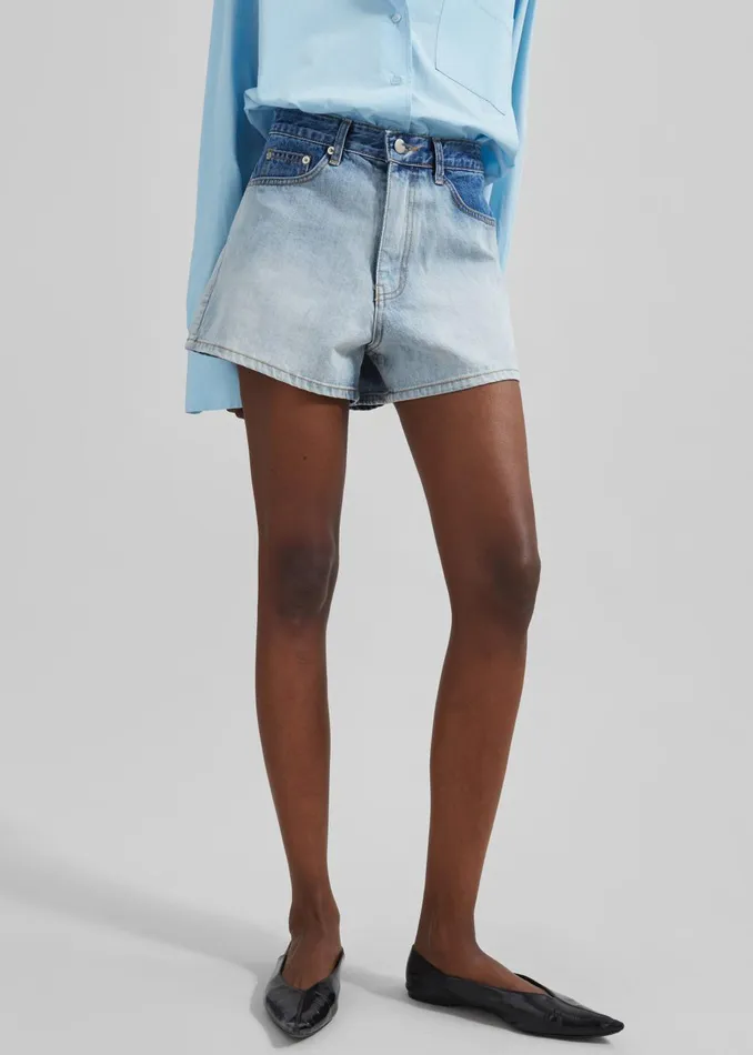 Women Melina Denim Shorts 8211 Light Wash The Frankie Shop Bottoms