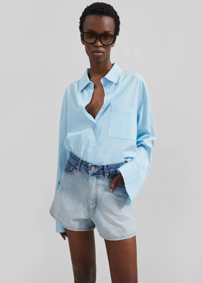 Women Melina Denim Shorts 8211 Light Wash The Frankie Shop Bottoms