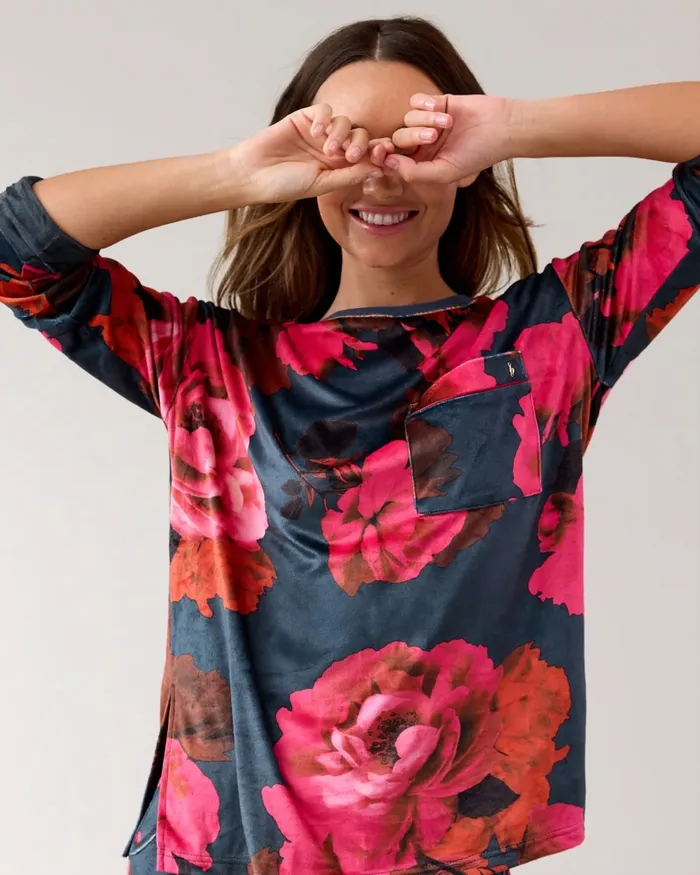 Women MELLEE 8211 Floral Velour Long Pyjama Set Deeppink Ted Baker Lingerie and Pyjamas