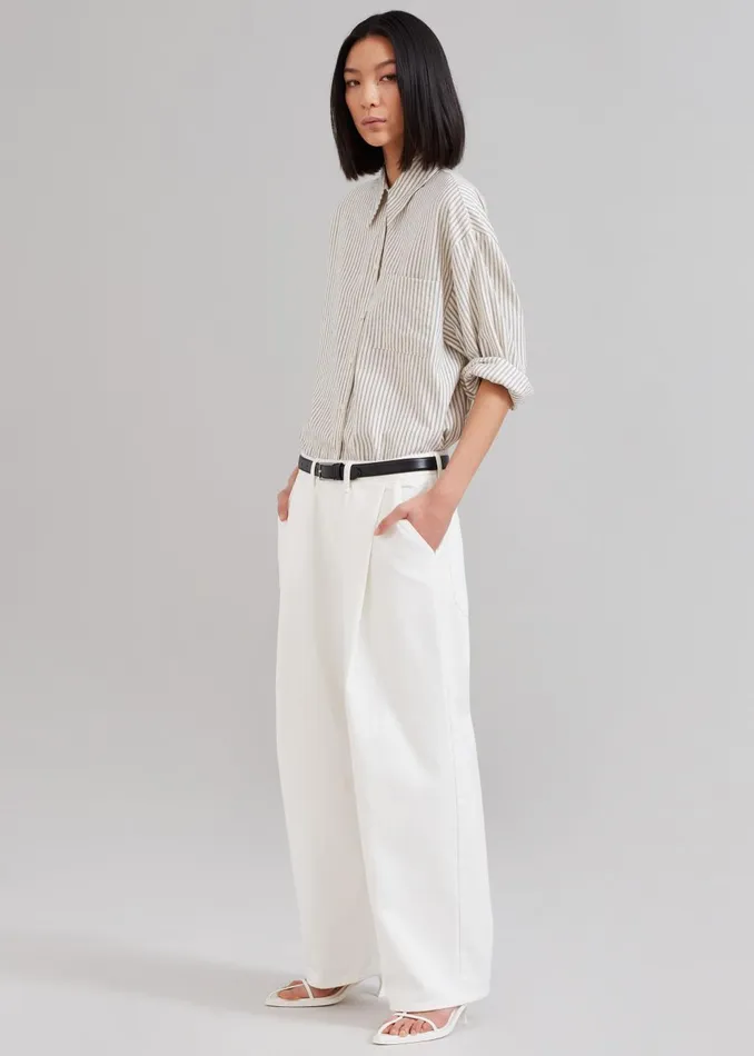 WomenMen Drew Denim Pants 8211 White The Frankie Shop Bottoms