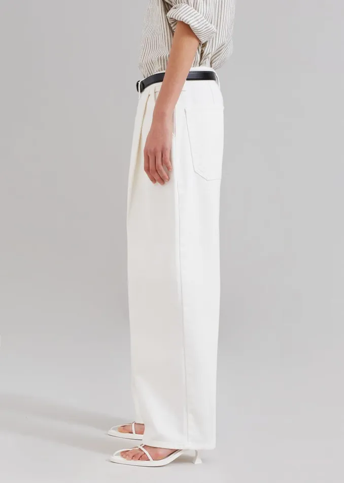 WomenMen Drew Denim Pants 8211 White The Frankie Shop Bottoms