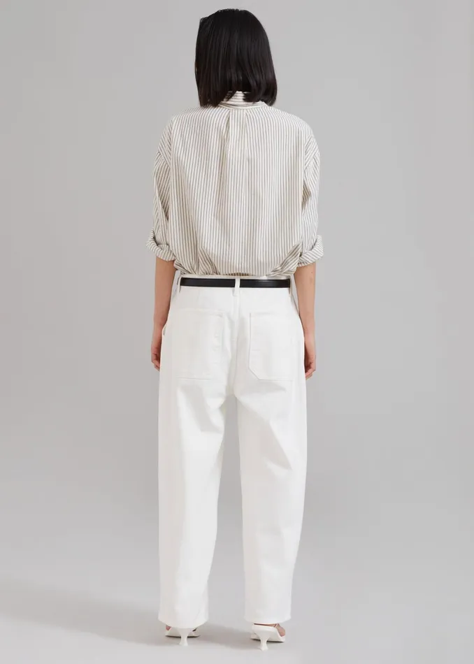 WomenMen Drew Denim Pants 8211 White The Frankie Shop Bottoms