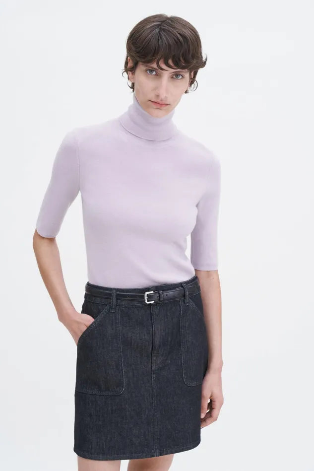 Women Merino Elbow Sleeve Top Faded Violet Filippa K Knitwear