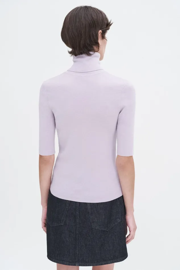 Women Merino Elbow Sleeve Top Faded Violet Filippa K Knitwear