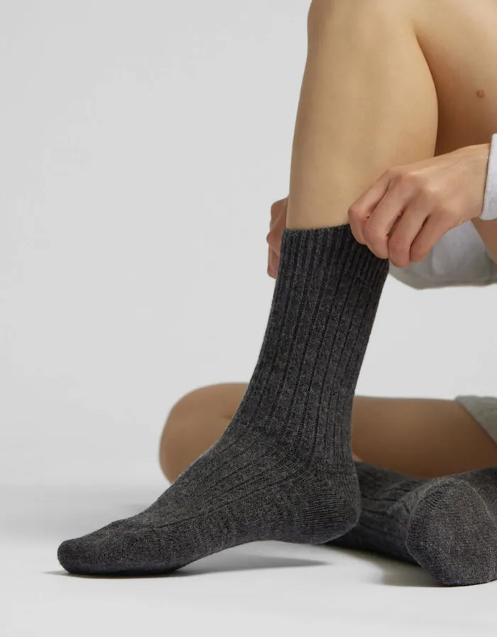 Women Merino Wool Blend Sock Deep Black Colorful Standard Socks