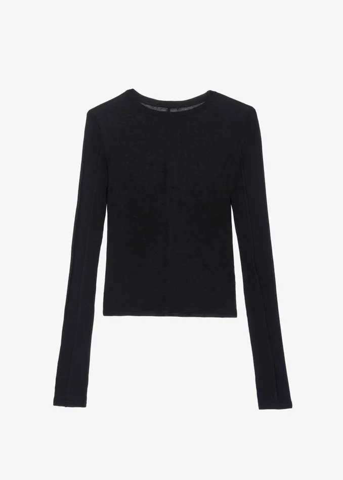 Women Mesa Sheer Long Sleeve Tee 8211 Black The Frankie Shop Tops