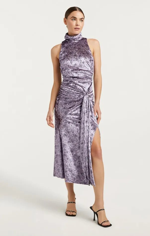 Women Midi Cinq Sept Butterfly Paisley Rori Dress Lilac Multi